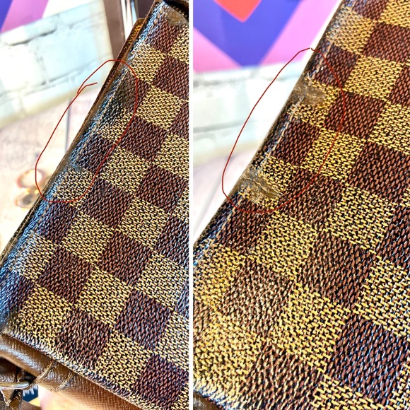 Louis Vuitton Damier Ebene cosmetic Trousse pouch Crossbody bag charm keychain - Picture 8 of 16